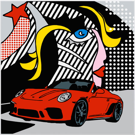 Rod Neer | o.T. (Porsche Nr.18), 2021, Acryl auf Leinwand, Format 100 x 100 cm