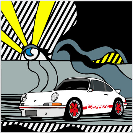 Rod Neer | o.T. (Porsche Nr.13), 2021, Acryl auf Leinwand, Format 80 x 80 cm
