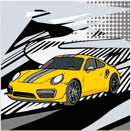 Rod Neer | o.T. (Porsche Nr.21), 2021, Digitaldruck auf Leinwand, Format 100 x 100 cm