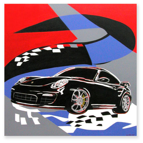 Rod Neer | Porsche No. 3, 2008, Acryl auf Leinwand, Format 80 x 80 cm