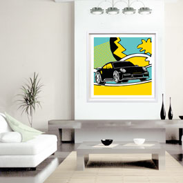 Porschekunst für das exklusive Heim von Rod Neer. Porsche, Luxus im Wohnzimmer.